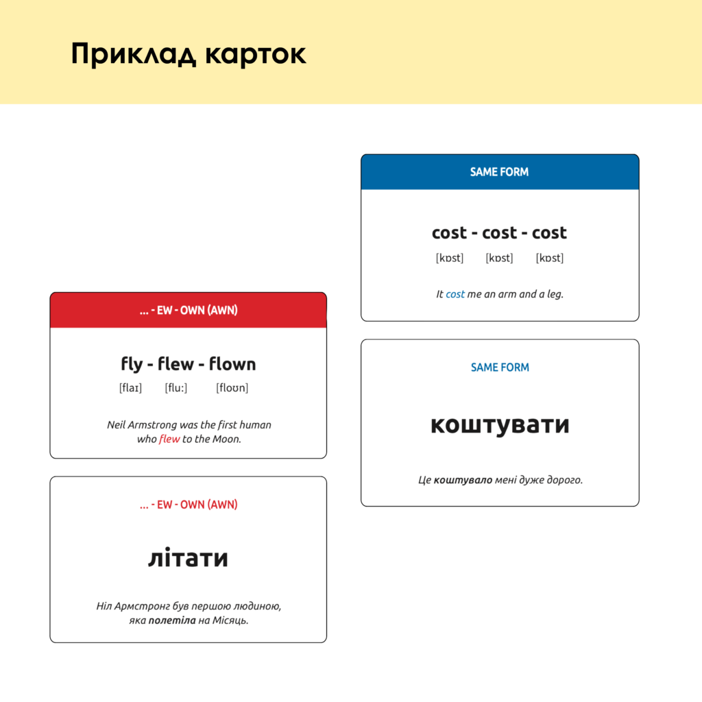 КАРТКИ IRREGULAR VERBS ДЛЯ ВИВЧЕННЯ НЕПРАВИЛЬНИХ ДІЄСЛІВ